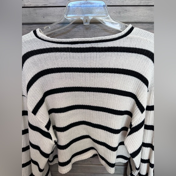 Zara Sweaters - Zara Striped Black and Cream Sweater